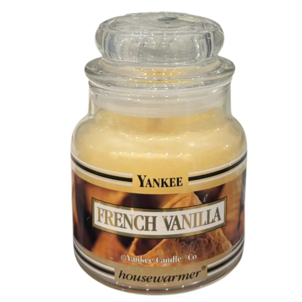 RARE Vintage Yankee Candle French Vanilla 3.7oz Small Jar Retired Black Band HTF